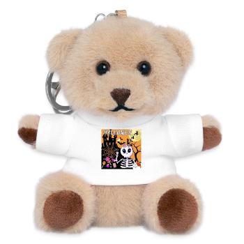 Cute Halloween Skeleton with Candy - Teddy Keyring - white - Front