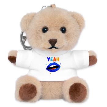 Lebendige Regenbogenlippen YEAH - Teddy Schlüsselanhänger - Weiß - Vorne