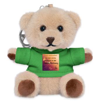 Früh aufstehen ist der falsche Schritt - Teddy Schlüsselanhänger - Grün - Vorne
