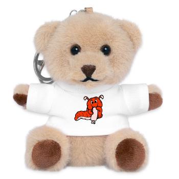 Caterpillar Worm Happy Eats Sausage Sausage Hot Dog - Teddy Keyring - white - Front