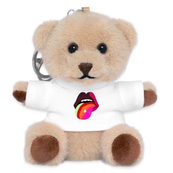Prismatic Tongue Pop Lips - Teddy Keyring - white - Front