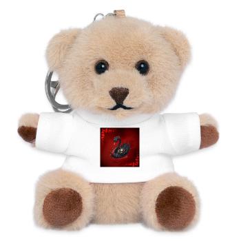 Schwarzer Schwan mit Dornen - Teddy Schlüsselanhänger - Weiß - Vorne