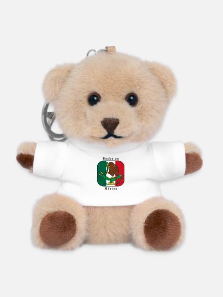 Hecho_en_México escudo - Porte-clés ourson - blanc