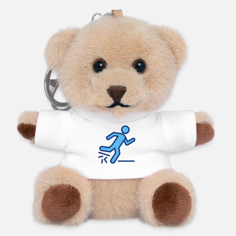 Dynamic Blue Runner Silhouette - Teddy Keyring - white