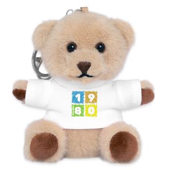 45. Geburtstag Farbige Patches since 12/1980 - Teddy Keyring - white - Front