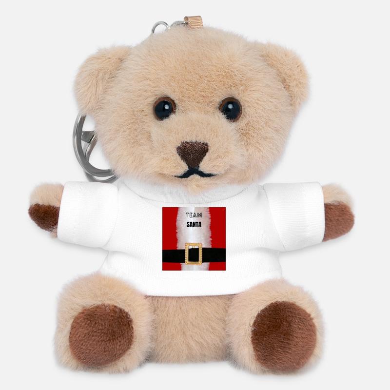 Team Santa Belt Motif - Teddy Keyring - white