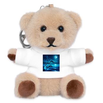 Mondnacht Delfine Sprünge - Teddy Schlüsselanhänger - Weiß - Vorne