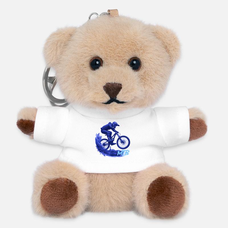 MTB Bike - Teddy Keyring - white