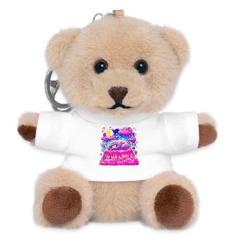 Purple Slumber Sloth on Pink Cake - Teddy Keyring - white - Front