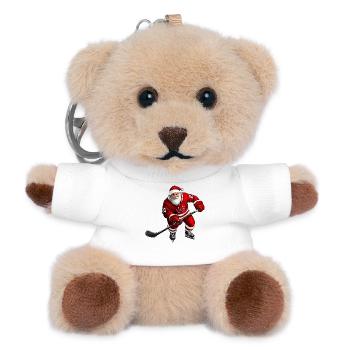 Joueur de hockey sur glace du Père Noël - Porte-clés ourson - blanc - Devant