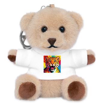 Leopard Pop Art Color Explosion - Teddy Keyring - white - Front