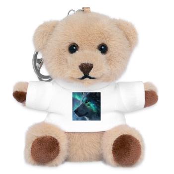 Majestätischer Wolf vor Polarlichtern - Teddy Schlüsselanhänger - Weiß - Vorne