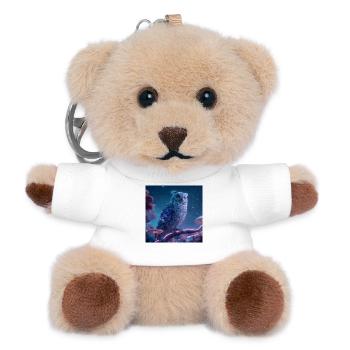 Mystic Galaxy Owl Cyberpunk Fantasy Art - Teddy Keyring - white - Front