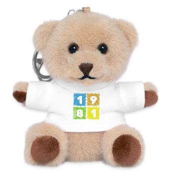 45. Geburtstag Farbige Patches since 01/1981 - Teddy Schlüsselanhänger - Weiß - Vorne