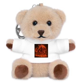 Lava-flammender Wolf - Teddy Schlüsselanhänger - Weiß - Vorne
