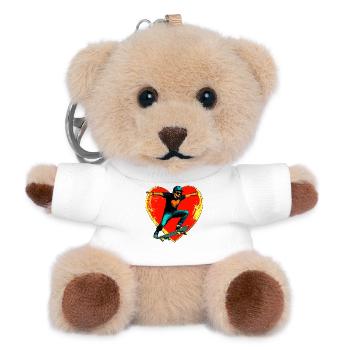 Skateboarder Liebe / Skater Herz - Teddy Schlüsselanhänger - Weiß - Vorne