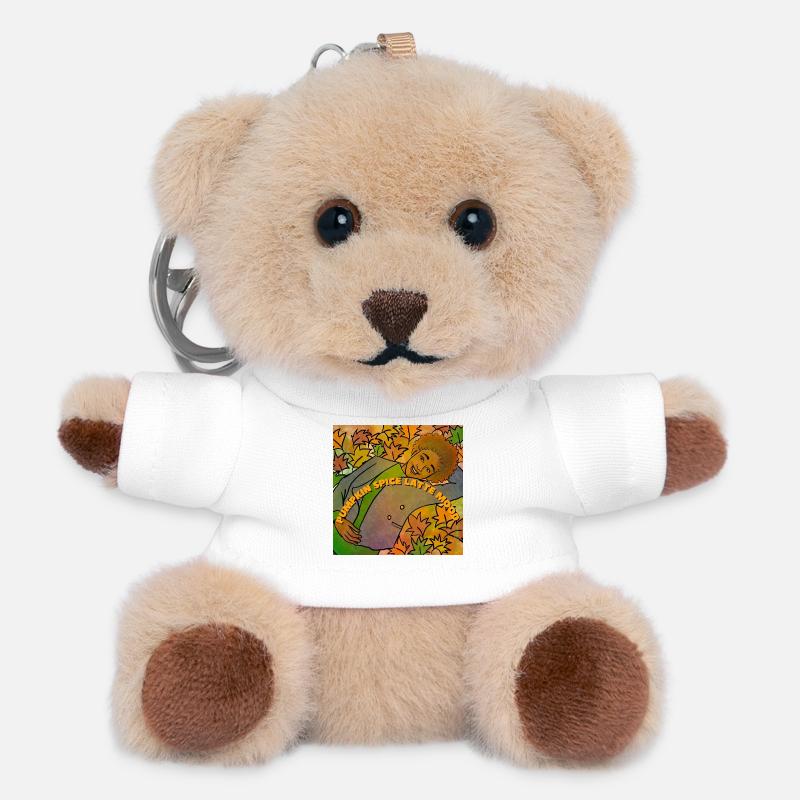 Pumpkin Spice Latte Mood - Teddy Keyring - white