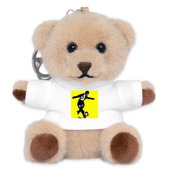 Silhouette de football sur un jaune vif - Porte-clés ourson - blanc - Devant