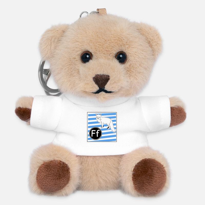 F for Fox (learning to read in primary school) - Teddy Keyring - white