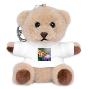 Mother-of-pearl butterfly on purple flower macro - Teddy Keyring - white - Front