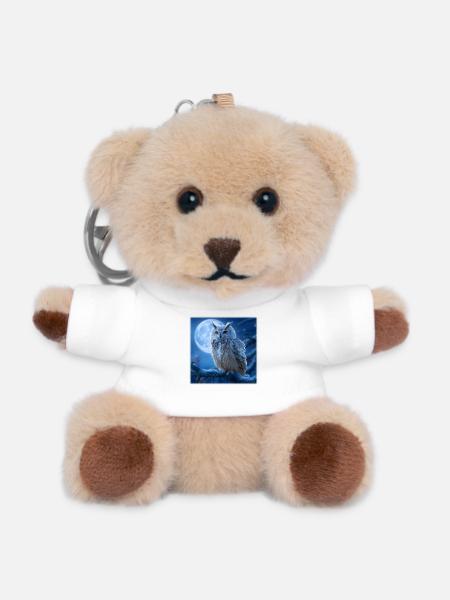 Snowy Owl in the Full Moon: Magical Winter Night - Teddy Keyring - white
