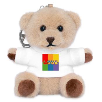 LGBTQIA Rainbow Love Mix Shirt - Teddy Keyring - white - Front