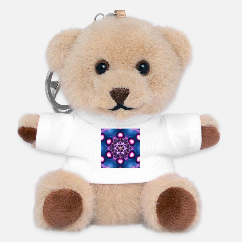 Kaléidoscope du mandala néon - Porte-clés ourson - blanc