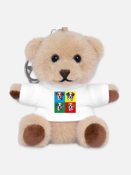 Dog Pop Art Portrait - Teddy Keyring - white