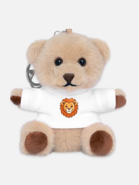 Lion Head Caricature - Teddy Keyring - white