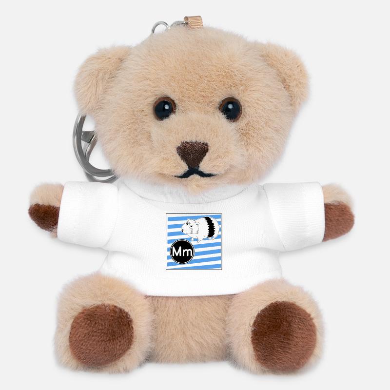 M for Guinea Pig - Teddy Keyring - white