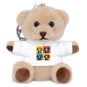 Pop Art Dackel-Quad - Teddy Schlüsselanhänger - Weiß - Vorne