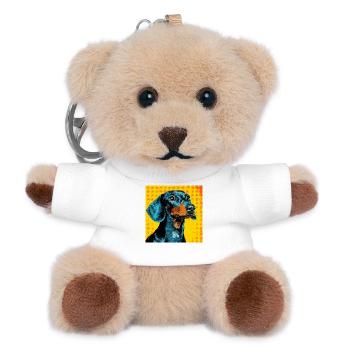 Pop-Art-Dackel - Teddy Schlüsselanhänger - Weiß - Vorne