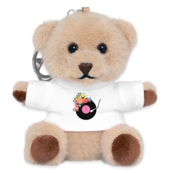 Blumige Schallplatte - Teddy Schlüsselanhänger - Weiß - Vorne