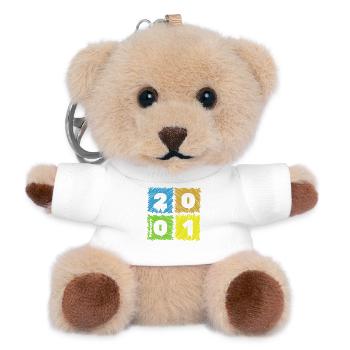 25. Geburtstag Farbige Patches since 02/2001 - Teddy Keyring - white - Front