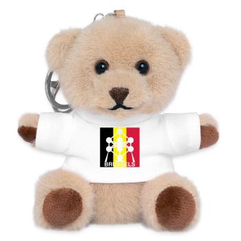 Brussels Atomium – Belgian Flag Square Icon - Teddy Keyring - white - Front