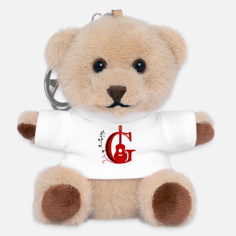 Initial c with guitar - Teddy Keyring - white