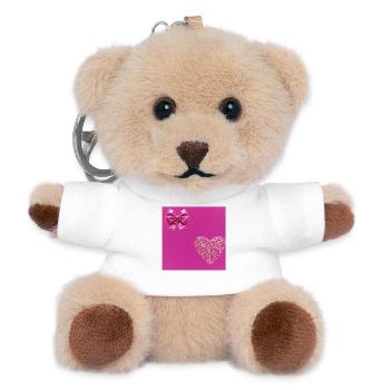 Glitter Heart & Bow Pink Romance - Teddy Keyring - white - Front