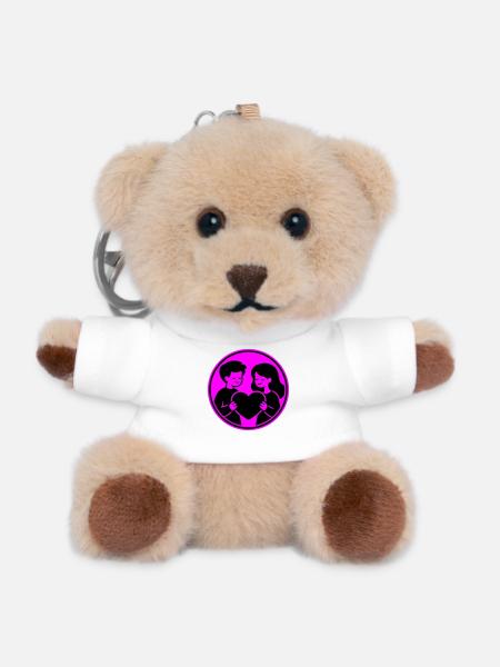 Couple Heart Relationship - Teddy Keyring - white