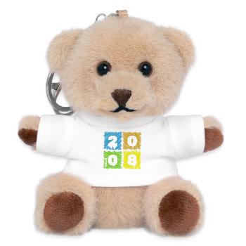 18. Geburtstag Farbige Patches since 03/2008 - Teddy Keyring - white - Front