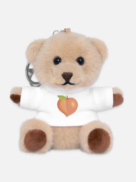 Pfirsich mit Blatt - Teddy Schlüsselanhänger - Weiß