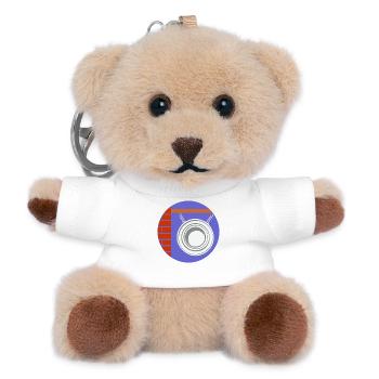 51169_Friseur circle counterpart in front of brick wall - Teddy Keyring - white - Front