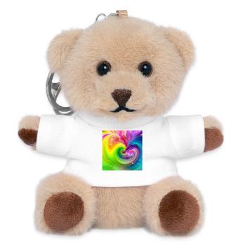 Color Swirl Neon Rainbow - Teddy Keyring - white - Front