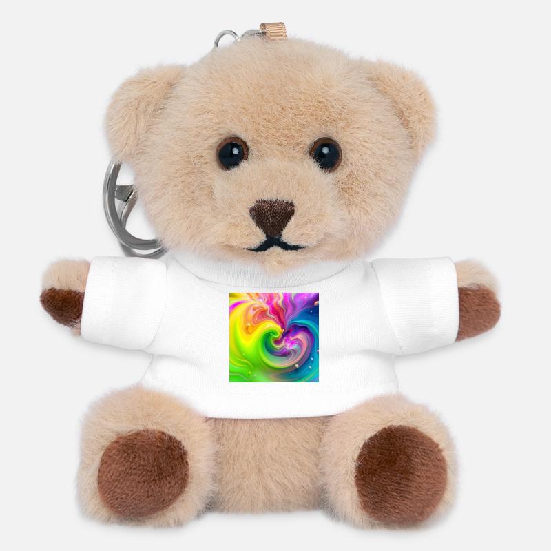 Tourbillon de couleurs Arc-en-ciel néon - Porte-clés ourson - blanc