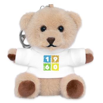66. Geburtstag Farbige Patches since 03/1960 - Teddy Keyring - white - Front