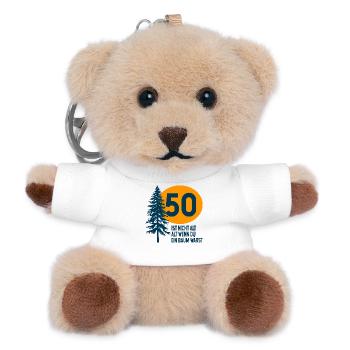 50th Birthday Gift Tree - Teddy Keyring - white - Front