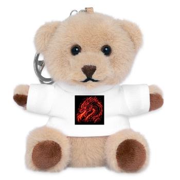 Neon dragon in red fire - Teddy Keyring - white - Front