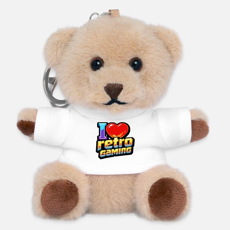 I love Retro Gaming - Teddy Keyring - white