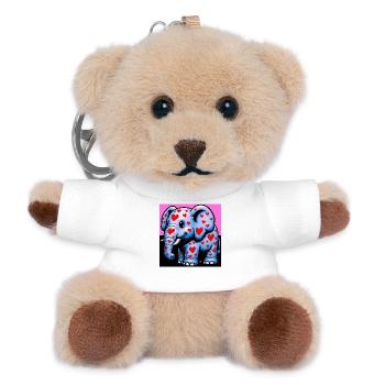 Elefant mit Herz und Herzen - Teddy Schlüsselanhänger - Weiß - Vorne