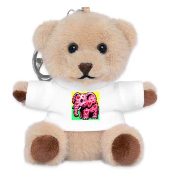 Elefant mit Herz und Herzen - Teddy Schlüsselanhänger - Weiß - Vorne