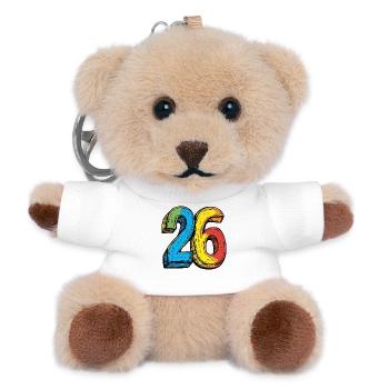 26 Zahl Bunt - Teddy Schlüsselanhänger - Weiß - Vorne
